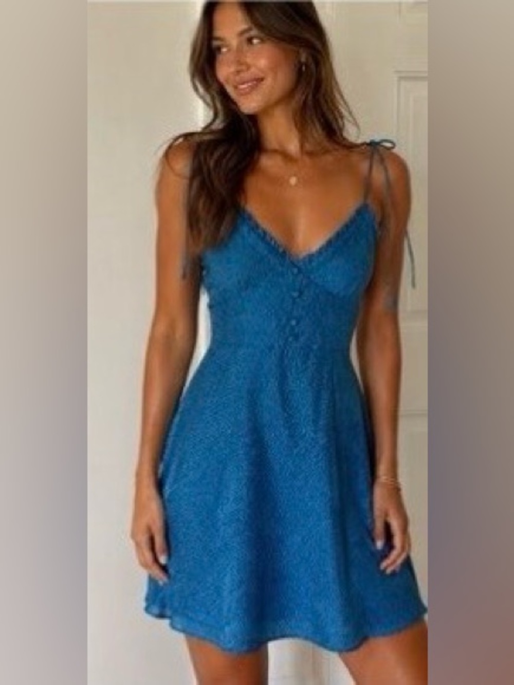 Zara Bright Blue Tie-Strap Mini Dress